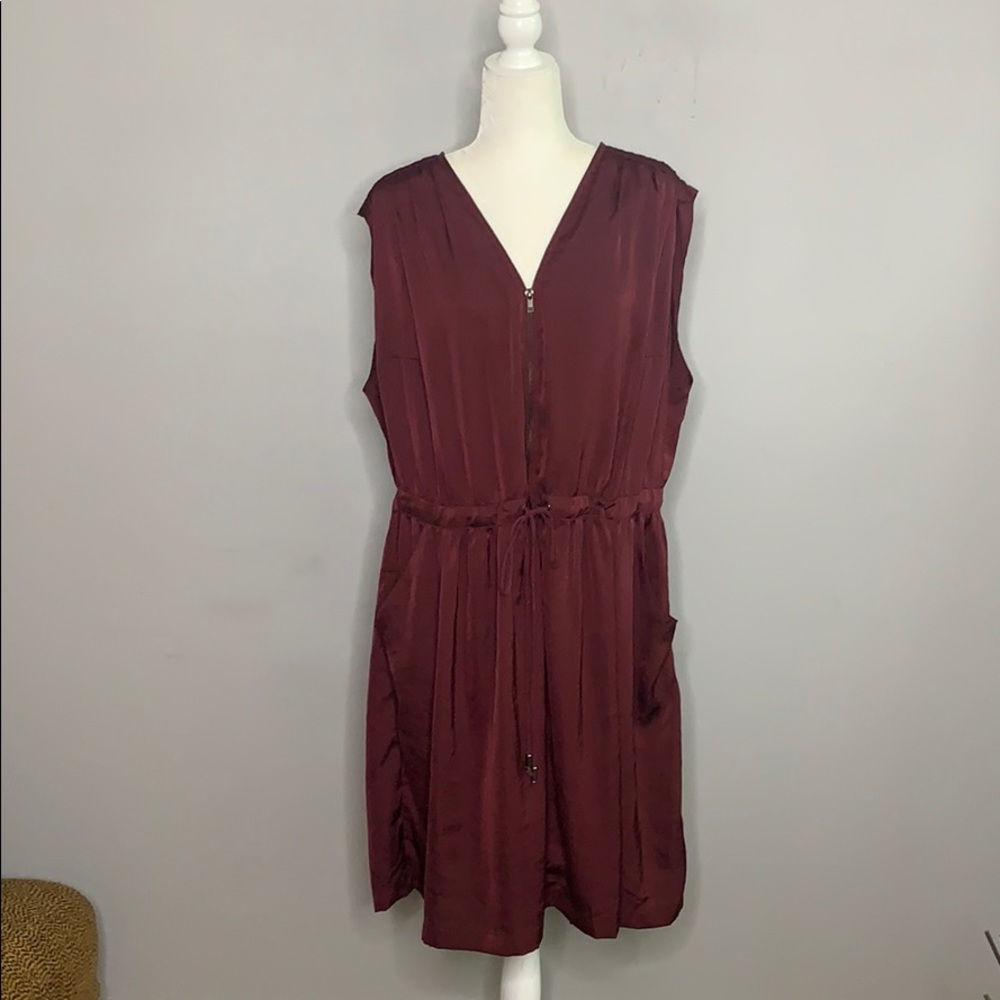 Plus Summer Purple Plum Zipper Dress w Pockets  2x